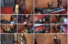 Elise Graves Bondage Liberation Bag of Tricks Ruckus and Elise Graves Sexy Ruckus is Bound in Rubber Sleep Sack, Gas Mask and Completely at Elises Mercy