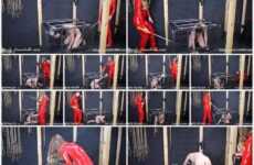 LadyAnnabelle gagged mistress Electro, slave is cleaning cage