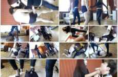 Chinese Femdom The two beauties abused the man with a hot temper kicking and