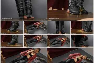 Lady Kara feetworship femdom Slippy and sticky dick beneath my boots with spikes