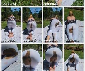 Messylexi – Huge mess in white leggings at the park MP4 / 4K