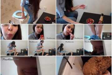 PooAlina - Alina eats strawberries and pooping in mouth toilet slave