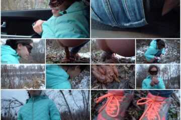 PooAlina - Alina pooping in autumn forest
