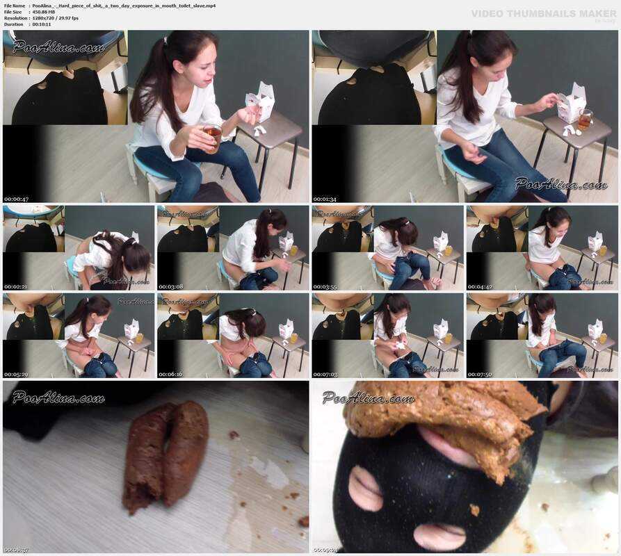 PooAlina - Hard piece of shit, a two day exposure in mouth toilet slave