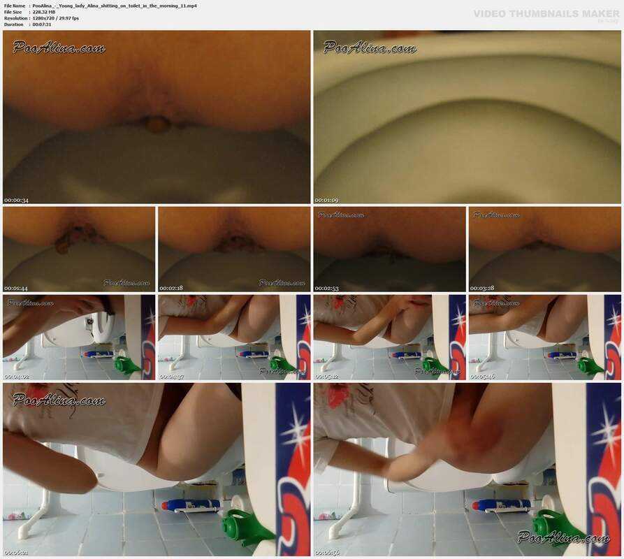 PooAlina - Young lady Alina shitting on toilet in the morning 11