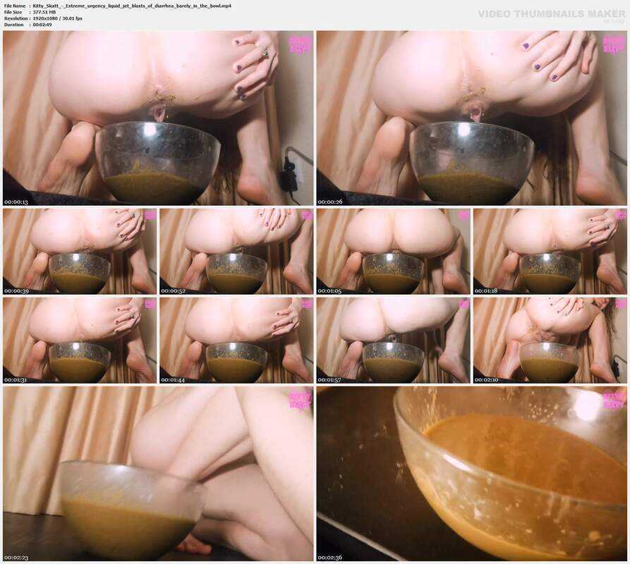 Kitty Skatt - Extreme urgency liquid jet blasts of diarrhea barely in the bowl