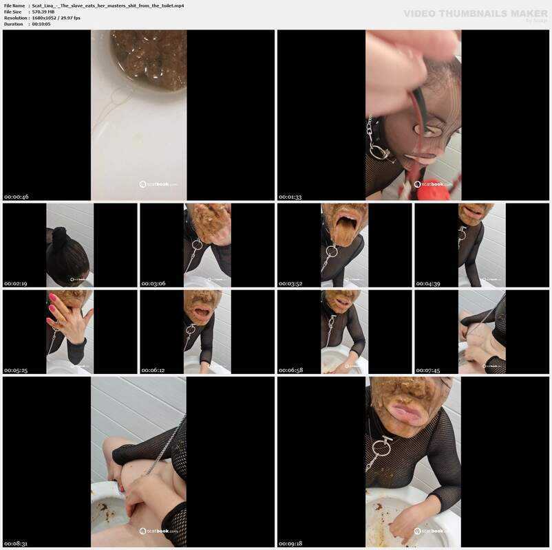 Scat Lina - The slave eats her masters shit from the toilet