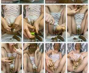 p00girl - Poop, shit on face, double penetration, chew