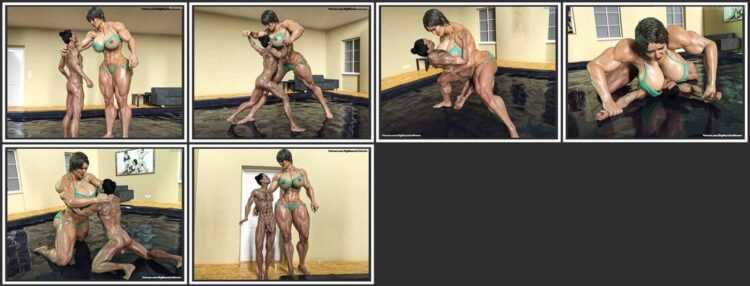 BigMuscularWomen - Mixed wrestling with my tall gf