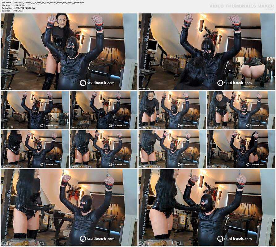 Mistress Luciana - A load of shit licked from the latex glove