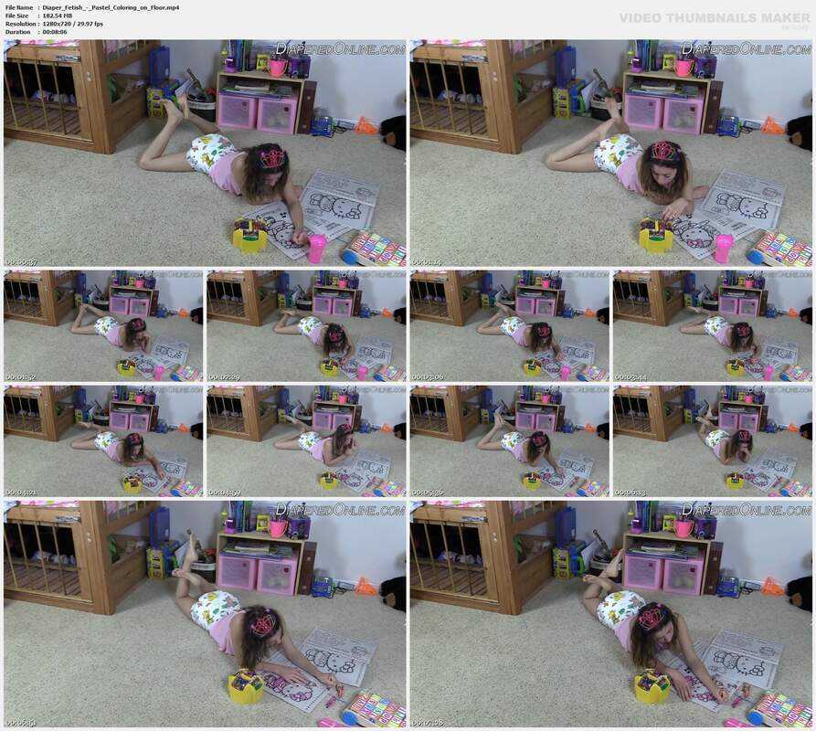 Diaper Fetish - Pastel Coloring on Floor