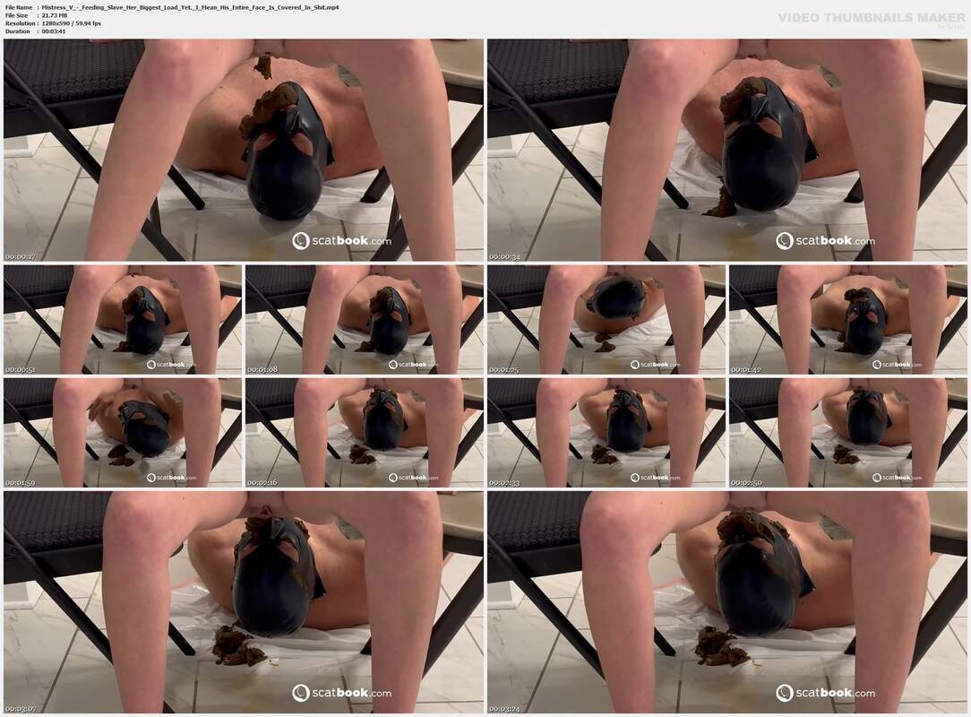 Mistress V - Feeding Slave Her Biggest Load Yet. I Mean His Entire Face Is Covered In Shit