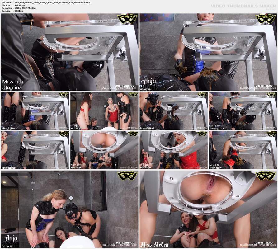 Miss Lith Domina Toilet Clips - Four Girls Extreme Scat Domination