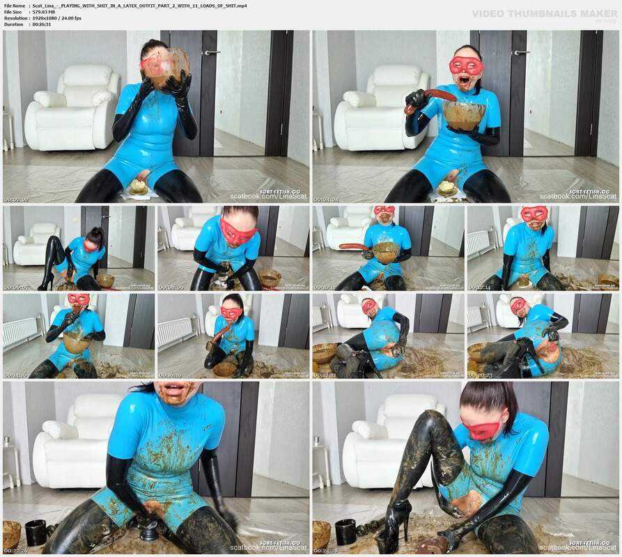 Scat Lina - PLAYING WITH SHIT IN A LATEX OUTFIT PART 2 WITH 11 LOADS OF SHIT