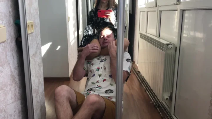 Evelina Domina starring in video Squeezing In The Mirror